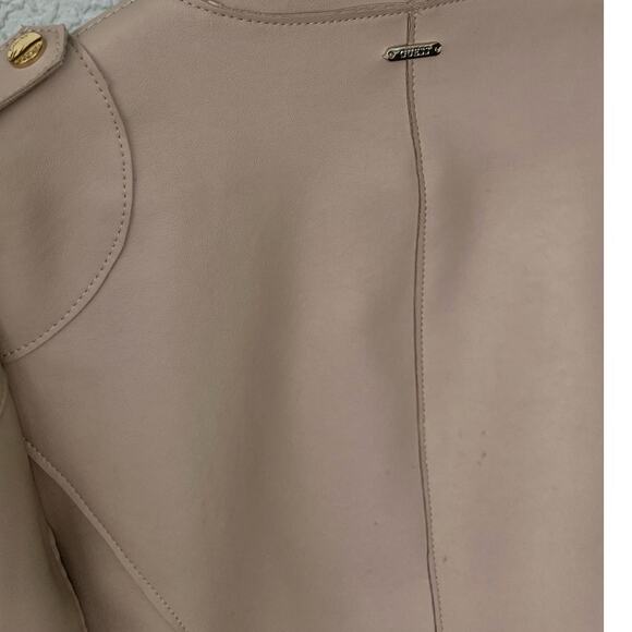Guess Cream Tan Vegan Leather Biker Jacket – Size Medium w Flaws - Picture 10 of 14
